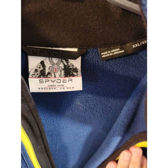 SPYDER Outbound Stryke 1/4 Zip Pullover Sweater Mens Size XXL Blue Lime - Picture 4 of 9